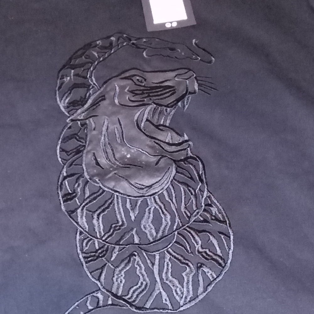 Black Cat Snake Embroidered Sweatshirt